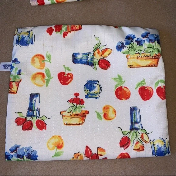 Vintage LeSportsac Farmstand Fruit Flowers 3pcs Bag Purse Pouch Wallet - Picture 7 of 15